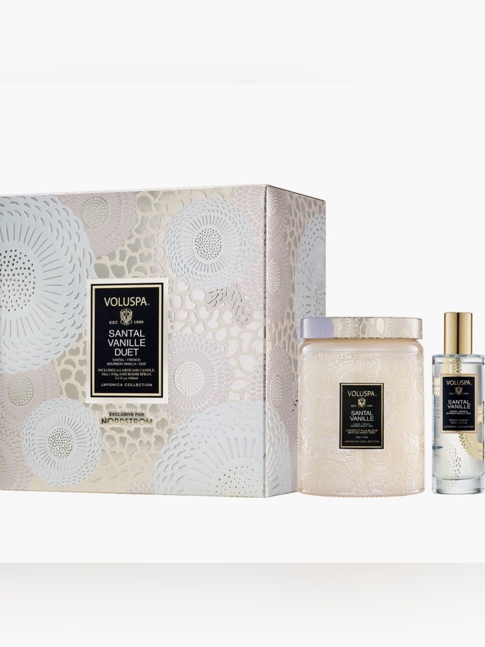 Voluspa Santal Vanille Candle & Room Spray Gift Set Japonica 18oz NWT